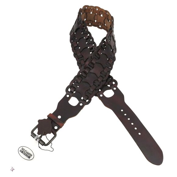 Mossimo Supply Co Women XL Extra Large Brown Leather Woven Wide Belt 2010 NEW - Picture 1 of 10